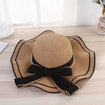 2023 Новая летняя женская пляжная шляпа с бантом, Женская повседневная панама, модная повседневная женская соломенная шляпа от солнца, Женская