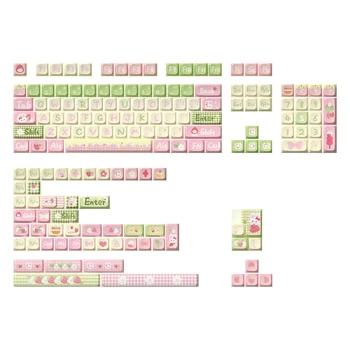GHOSTJUDGES Strawberry Milk Bunny Оригинальная тема Keycap Профиль MDA Мультяшный пользовательский колпачок для клавиатуры Полный комплект