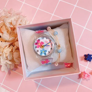 Мультяшные детские часы для девочек-студенток, водонепроницаемые силиконовые часы с милыми цветами, кварцевые часы, детские кварцевые аналоговые наручные часы в подарок
