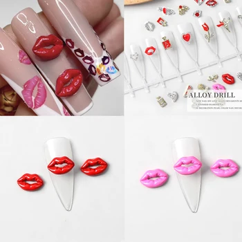 Новые 3D-брелоки для ногтей на День Святого Валентина, наклеивание На ногти, нейл-арт в форме следа от губ, губы для влюбленных в День Святого Валентина Прекрасно смотрятся в украшениях для ногтей