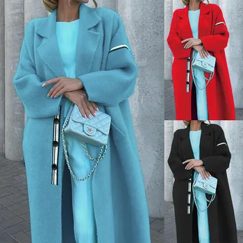 Осенне-зимнее темпераментное пальто 2023, женское свободное и тонкое шерстяное пальто средней длины, пальто
